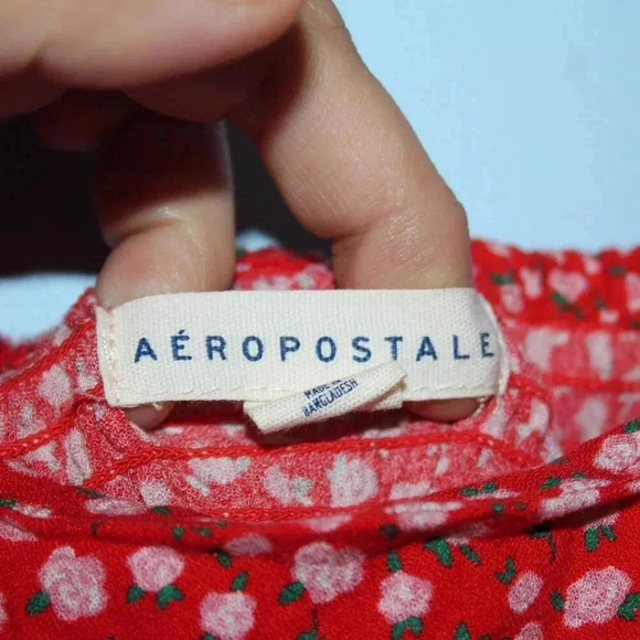 Aeropostale Red Floral Print Spaghetti Strap Dress - Picture 13 of 13